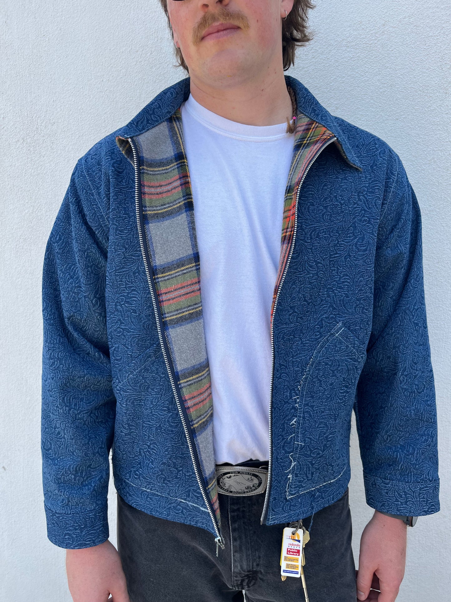 FLORAL DENIM JACKET SIZE L/XL
